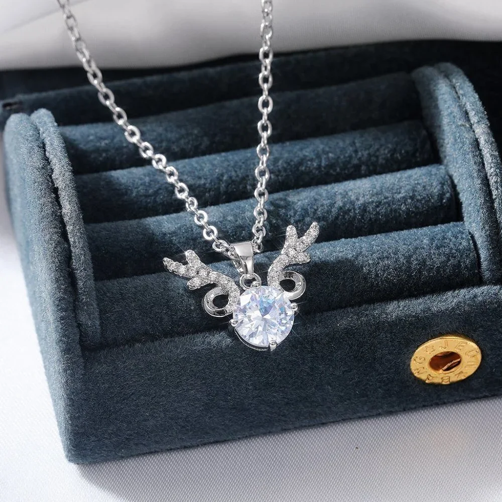 💎 Unique Antlers Design Clavicle Pendant Necklace for Women, INDN8636 - Picture 6 of 6